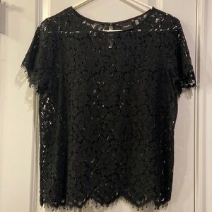 Rafaella Black Lace Short Sleeve Blouse